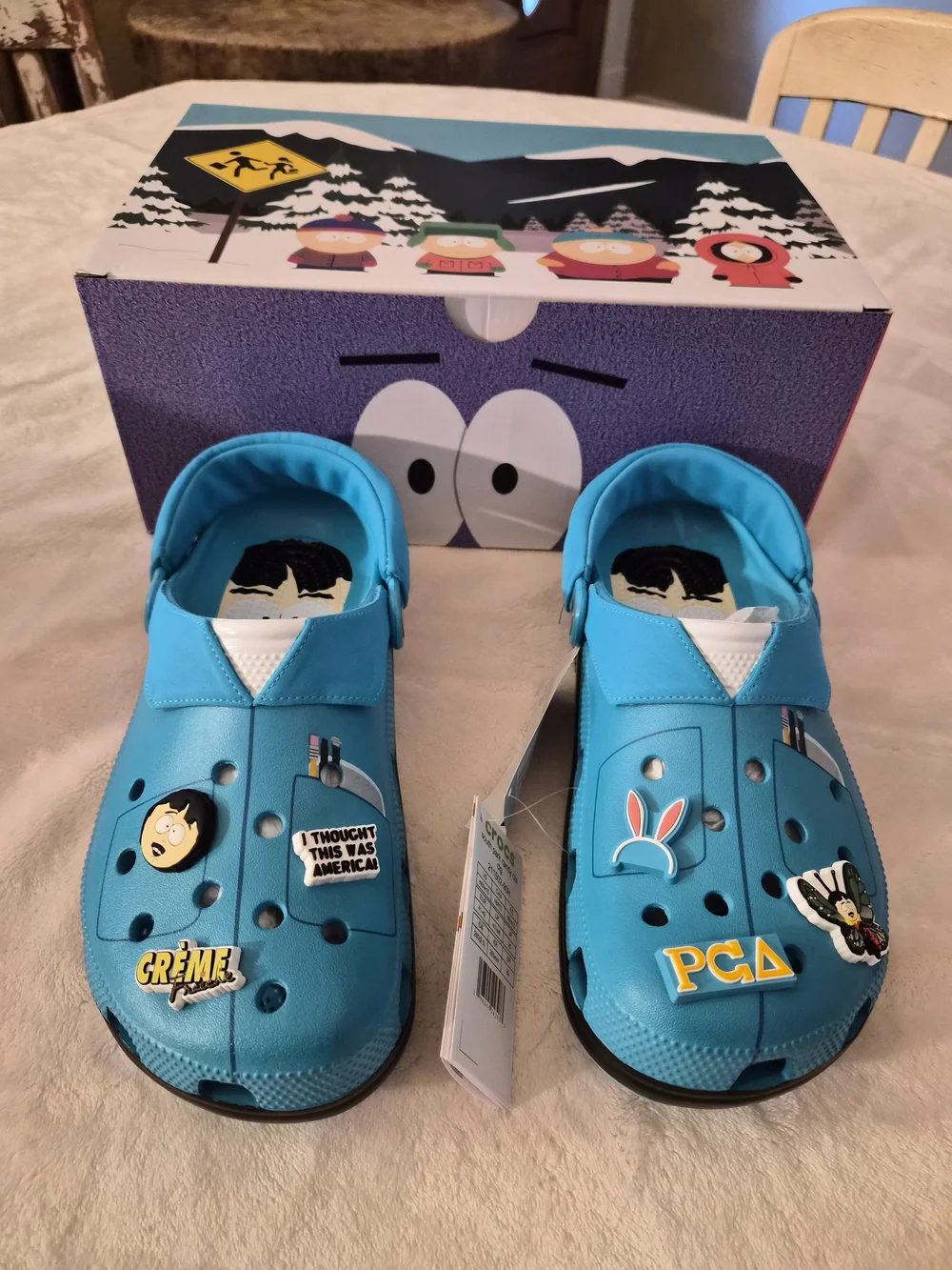 Crocs x South Park Randy ClaKids Blue Slip-On Clog Shoes with Cartoon Charms